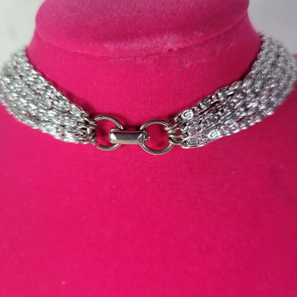 Vintage Sarah Coventry Multi-Strand Silver-Tone Chain Choker Necklace - Picture 3 of 4